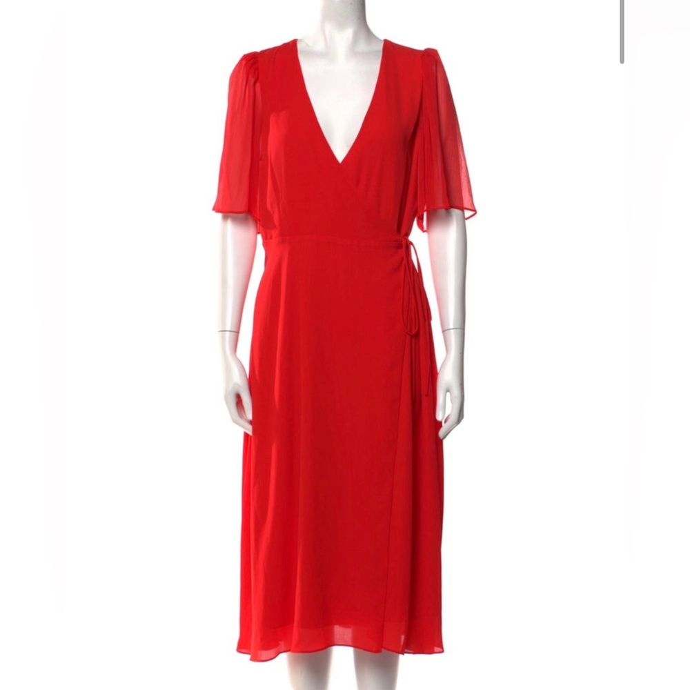 Alice + Olivia Red Wrap Midi Dress
